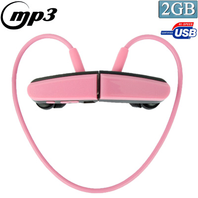 Sport MP3 Player Headset with 2GB Memory, Music Format: MP3 / WMA (Pink)